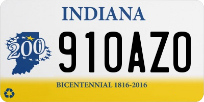 IN license plate 910AZO