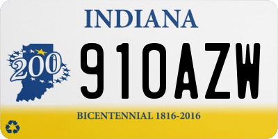 IN license plate 910AZW