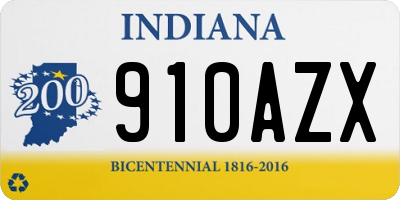 IN license plate 910AZX