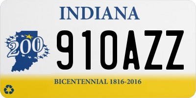 IN license plate 910AZZ