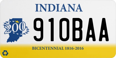 IN license plate 910BAA
