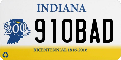 IN license plate 910BAD