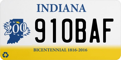 IN license plate 910BAF
