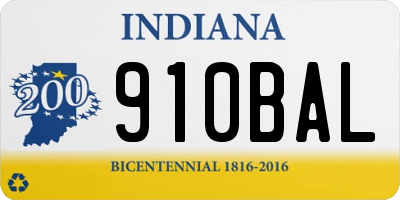 IN license plate 910BAL