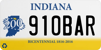 IN license plate 910BAR