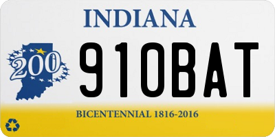 IN license plate 910BAT