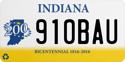 IN license plate 910BAU