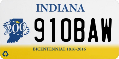 IN license plate 910BAW