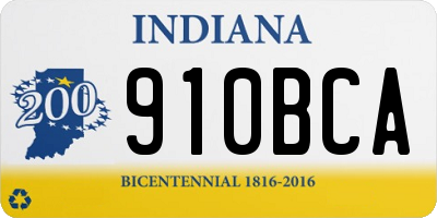 IN license plate 910BCA