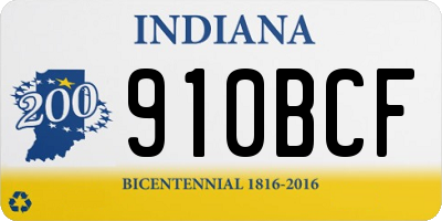IN license plate 910BCF