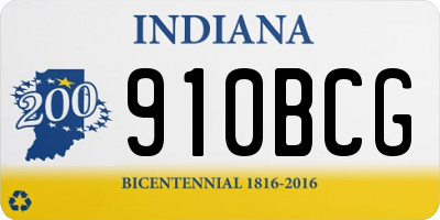 IN license plate 910BCG