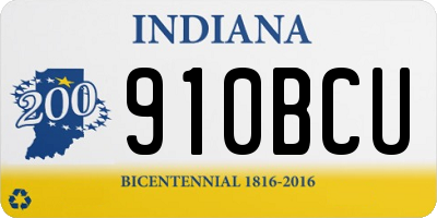 IN license plate 910BCU