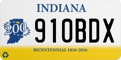 IN license plate 910BDX