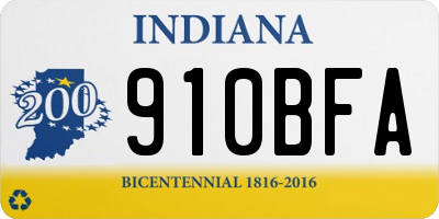 IN license plate 910BFA