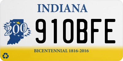 IN license plate 910BFE