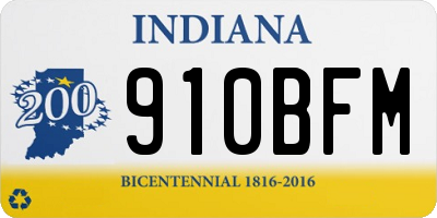 IN license plate 910BFM