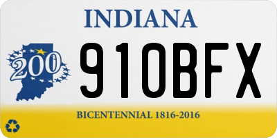 IN license plate 910BFX