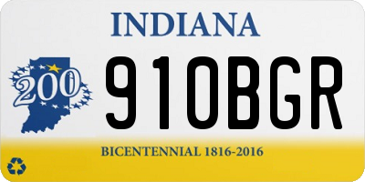 IN license plate 910BGR