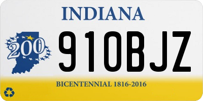 IN license plate 910BJZ