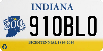 IN license plate 910BLO