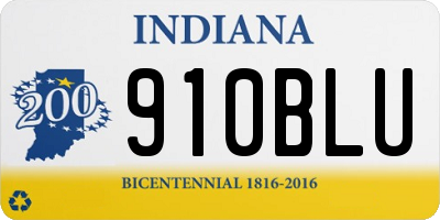 IN license plate 910BLU