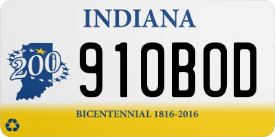 IN license plate 910BOD