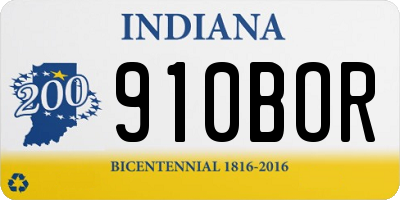 IN license plate 910BOR