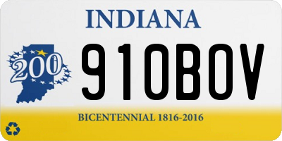 IN license plate 910BOV