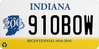 IN license plate 910BOW