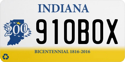 IN license plate 910BOX