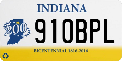 IN license plate 910BPL