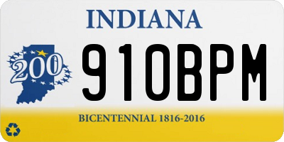 IN license plate 910BPM