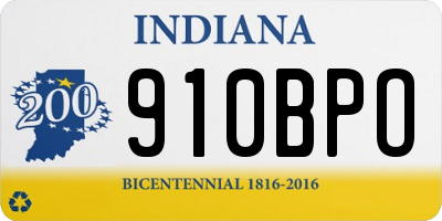 IN license plate 910BPO