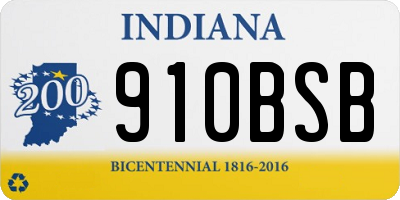 IN license plate 910BSB
