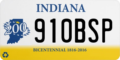 IN license plate 910BSP
