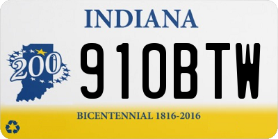 IN license plate 910BTW