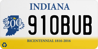 IN license plate 910BUB