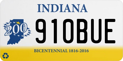 IN license plate 910BUE