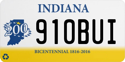 IN license plate 910BUI