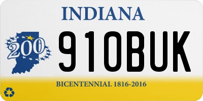 IN license plate 910BUK