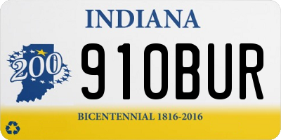 IN license plate 910BUR