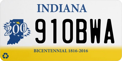 IN license plate 910BWA