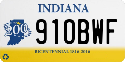 IN license plate 910BWF