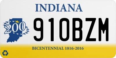 IN license plate 910BZM
