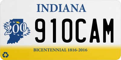 IN license plate 910CAM