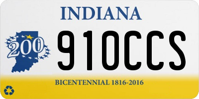 IN license plate 910CCS