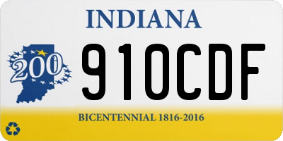 IN license plate 910CDF