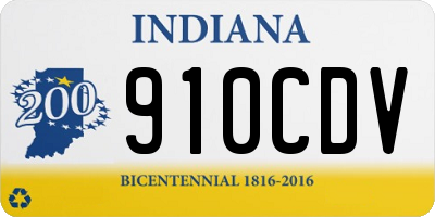 IN license plate 910CDV