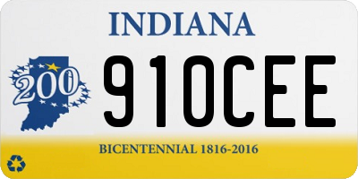 IN license plate 910CEE