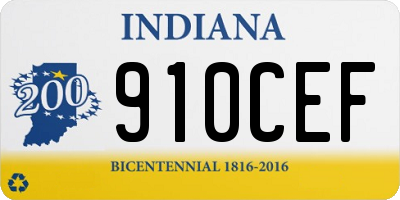 IN license plate 910CEF